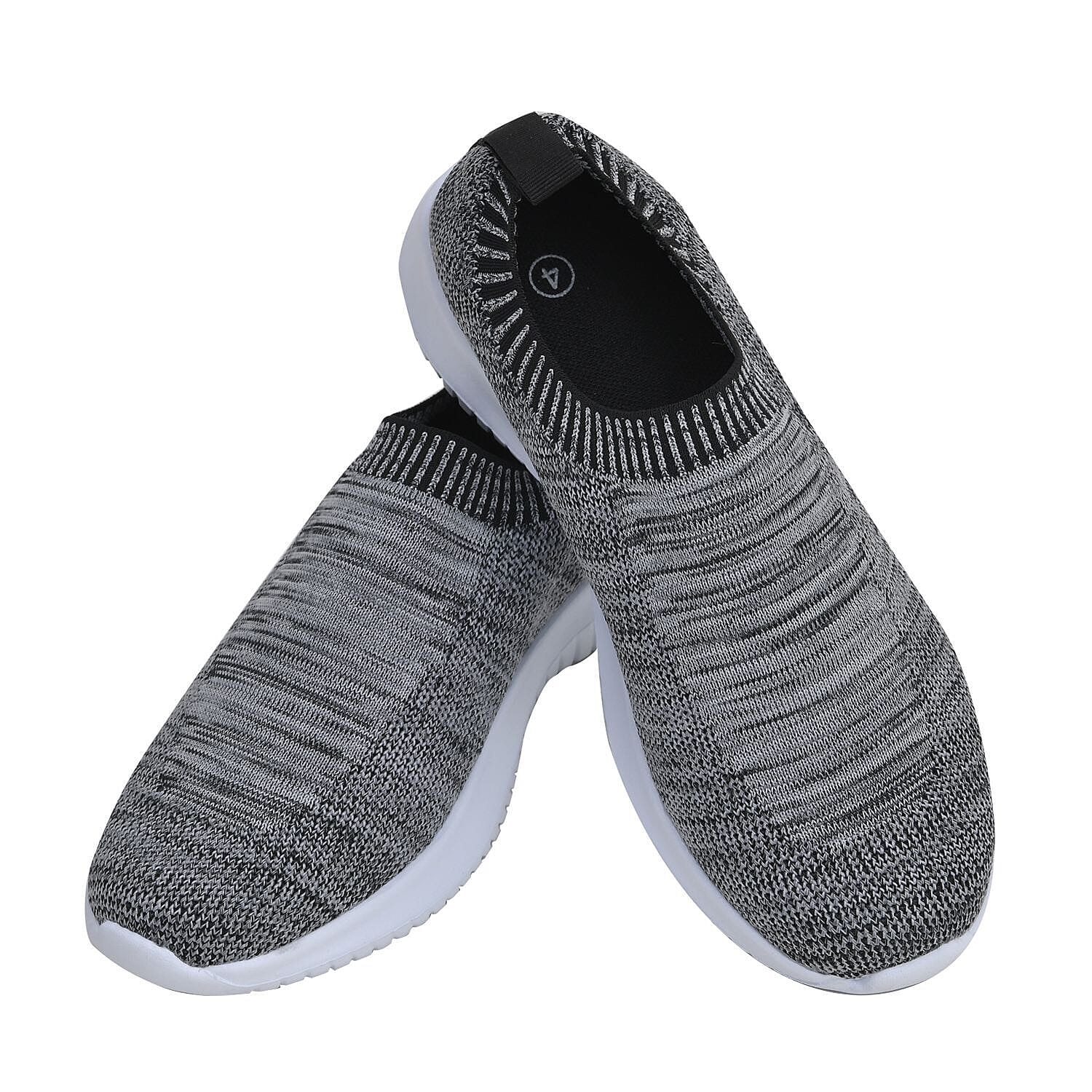 Comfy Knitted LadiesTrainers - Dark Grey and White 7194068 0