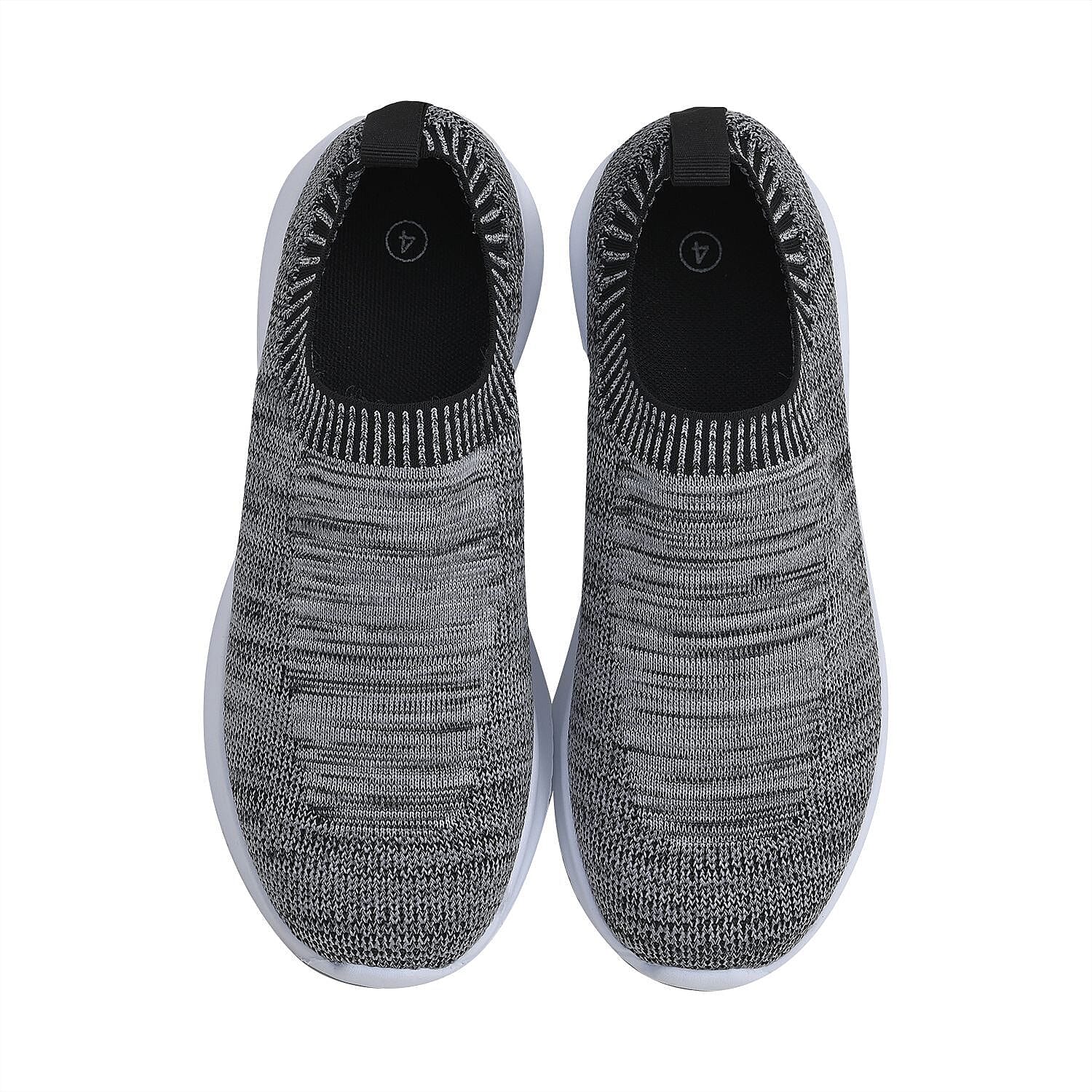 Comfy Knitted LadiesTrainers - Dark Grey and White 7194068 3