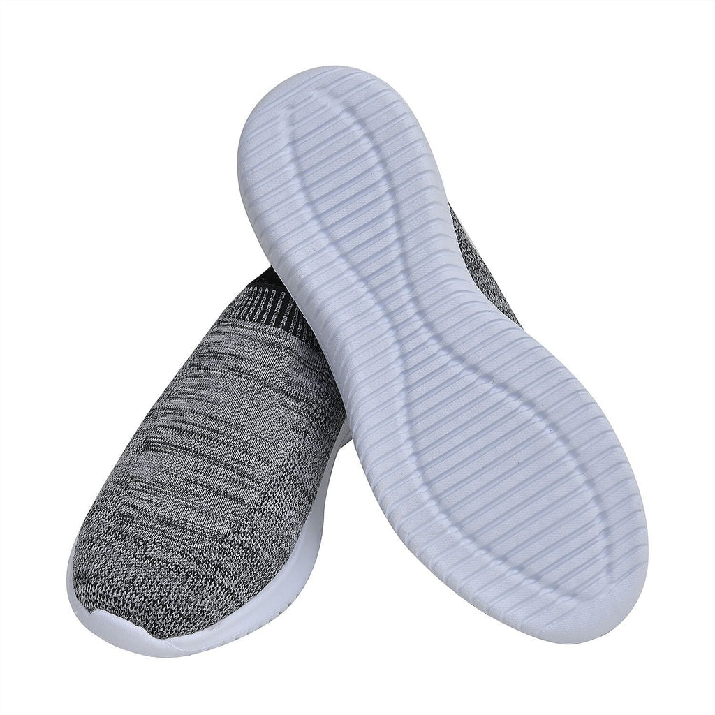 Close Out Comfy Knitted Trainers (Size 3) - Dark Grey & White