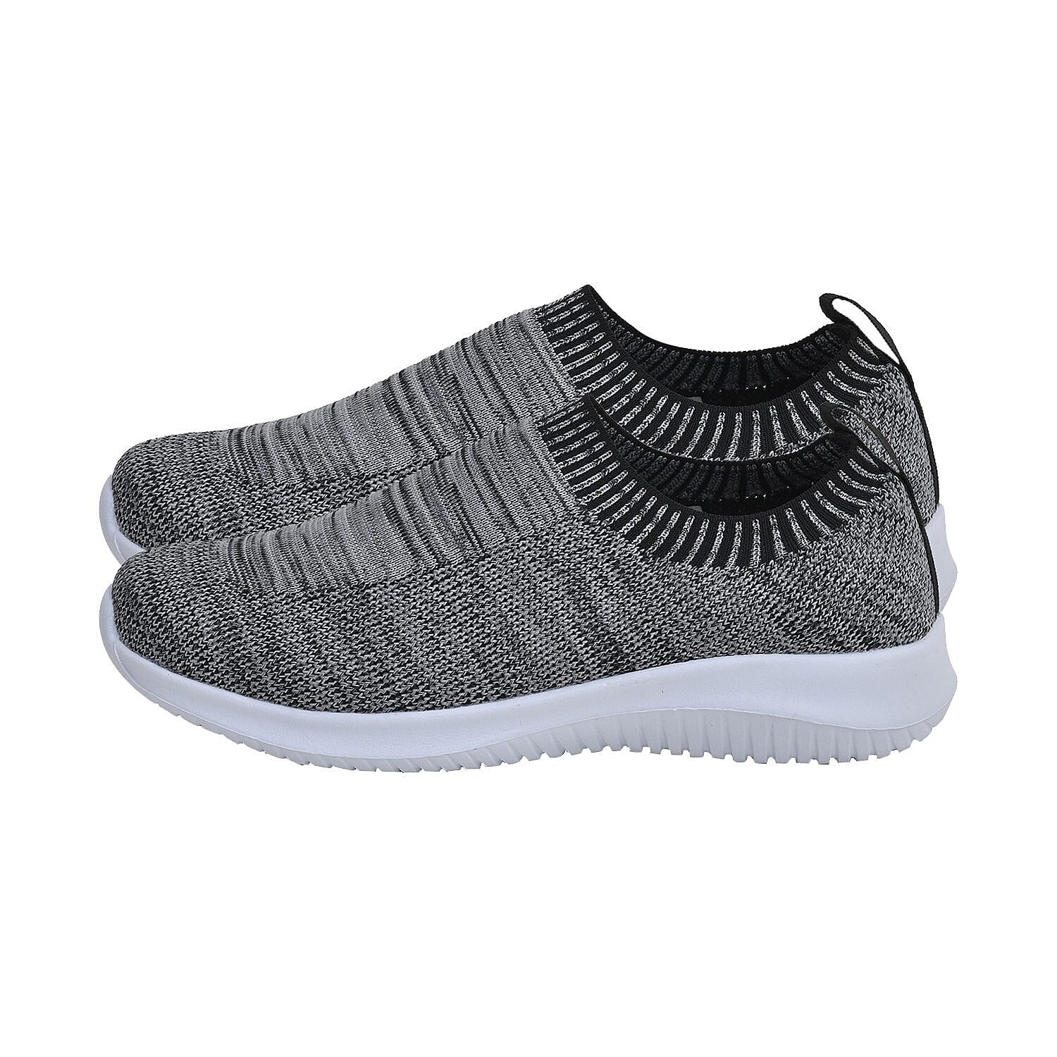Comfy Knitted LadiesTrainers - Dark Grey and White 7194068 5