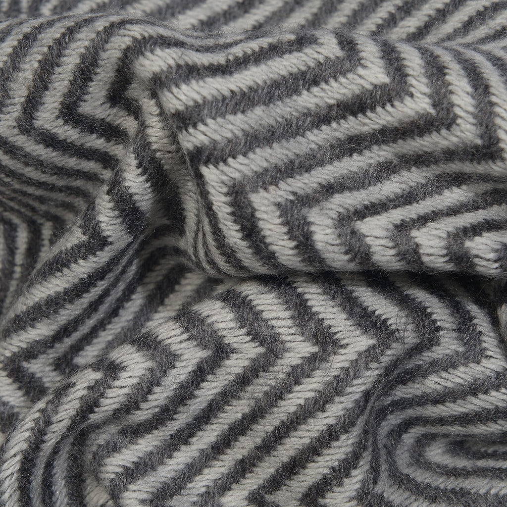 Close Out Deal- Cashmere Wool Wave Design Throw Blanket  (Size 260x140 Cm) -  Dark Grey