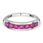 Close Out Deal- Premium African Ruby Half-Eternity Band Ring in Platinum Overlay Sterling Silver 1.16 Ct.