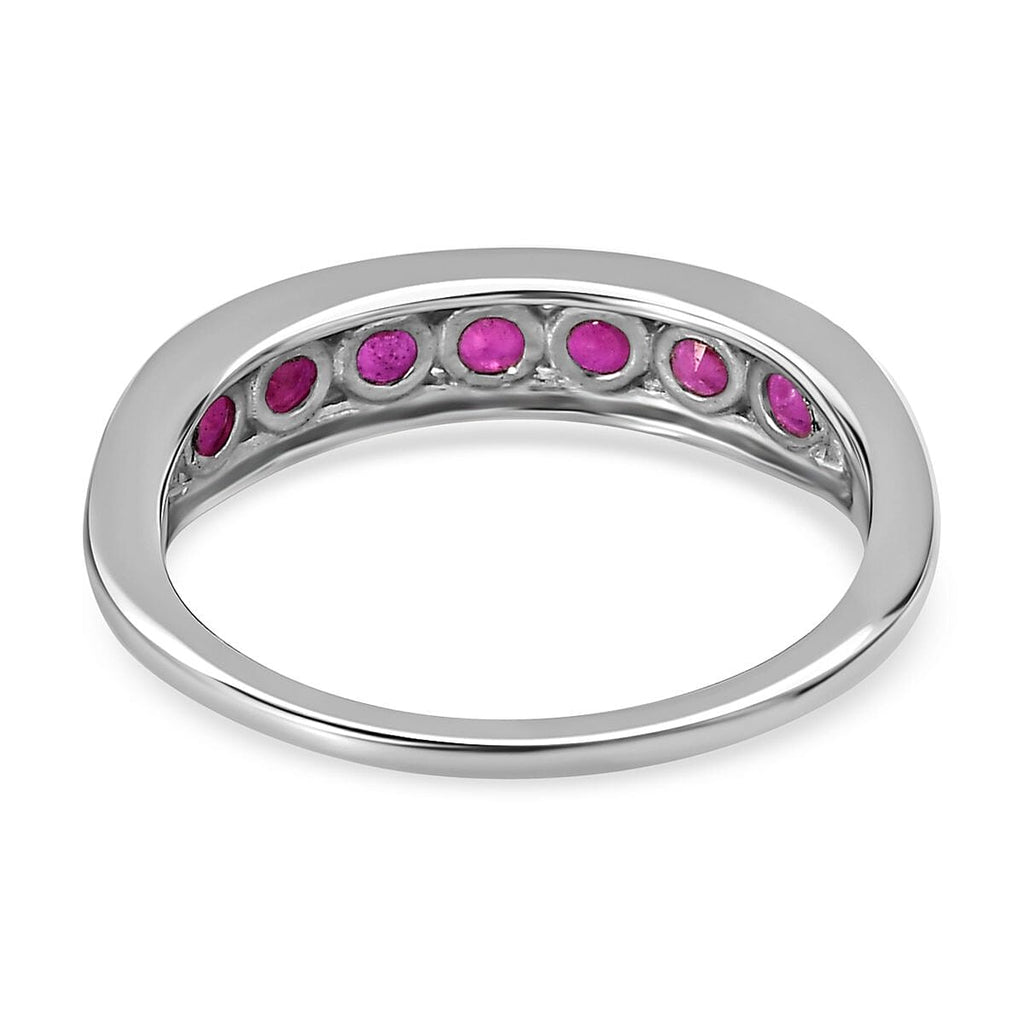 Close Out Deal- Premium African Ruby Half-Eternity Band Ring in Platinum Overlay Sterling Silver 1.16 Ct.