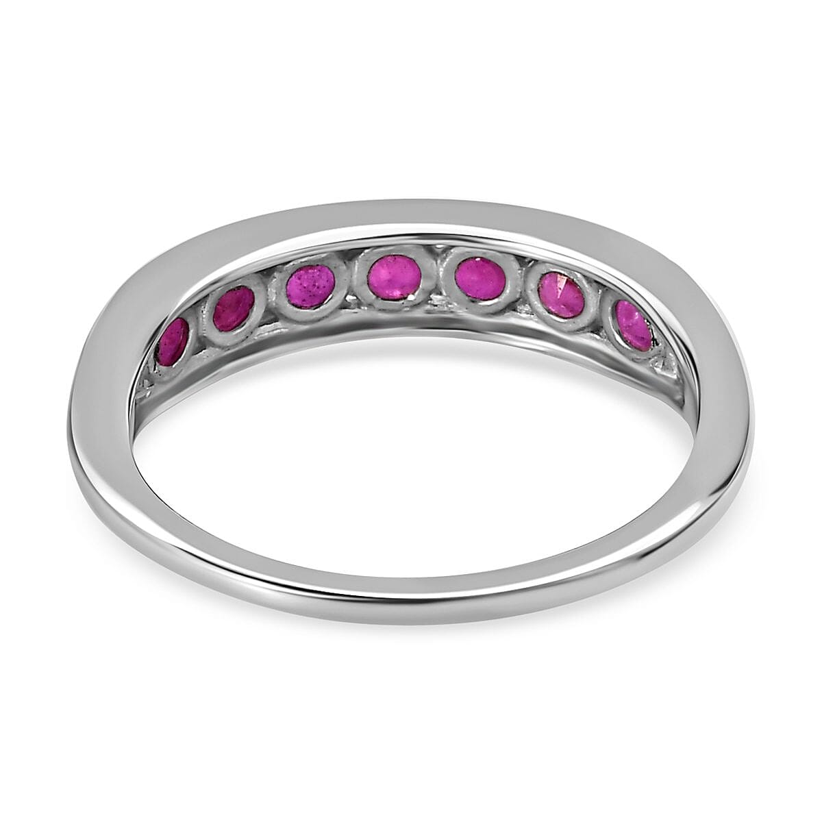 Close Out Deal- Premium African Ruby Half-Eternity Engagement Ring in Platinum Overlay Sterling Silver 1.16 Ct. 7486904 8