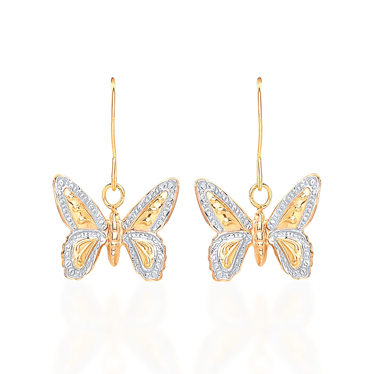Close Out Deal - 9K Tri Colour Gold Butterfly Drop Earring with Hook 8280761 0
