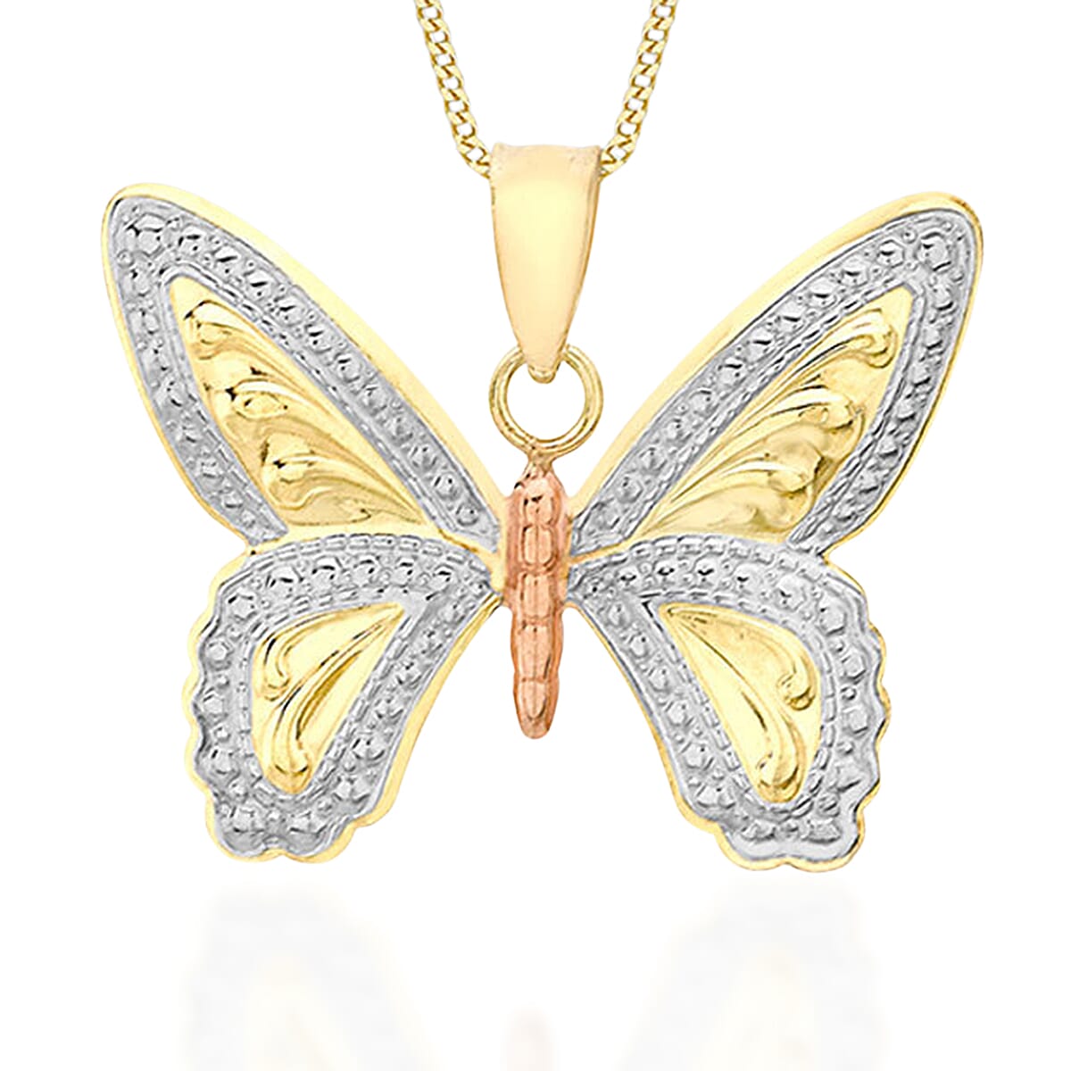 Close Out Deal - 9K Tri Colour Gold Butterfly Pendant 8280795 0