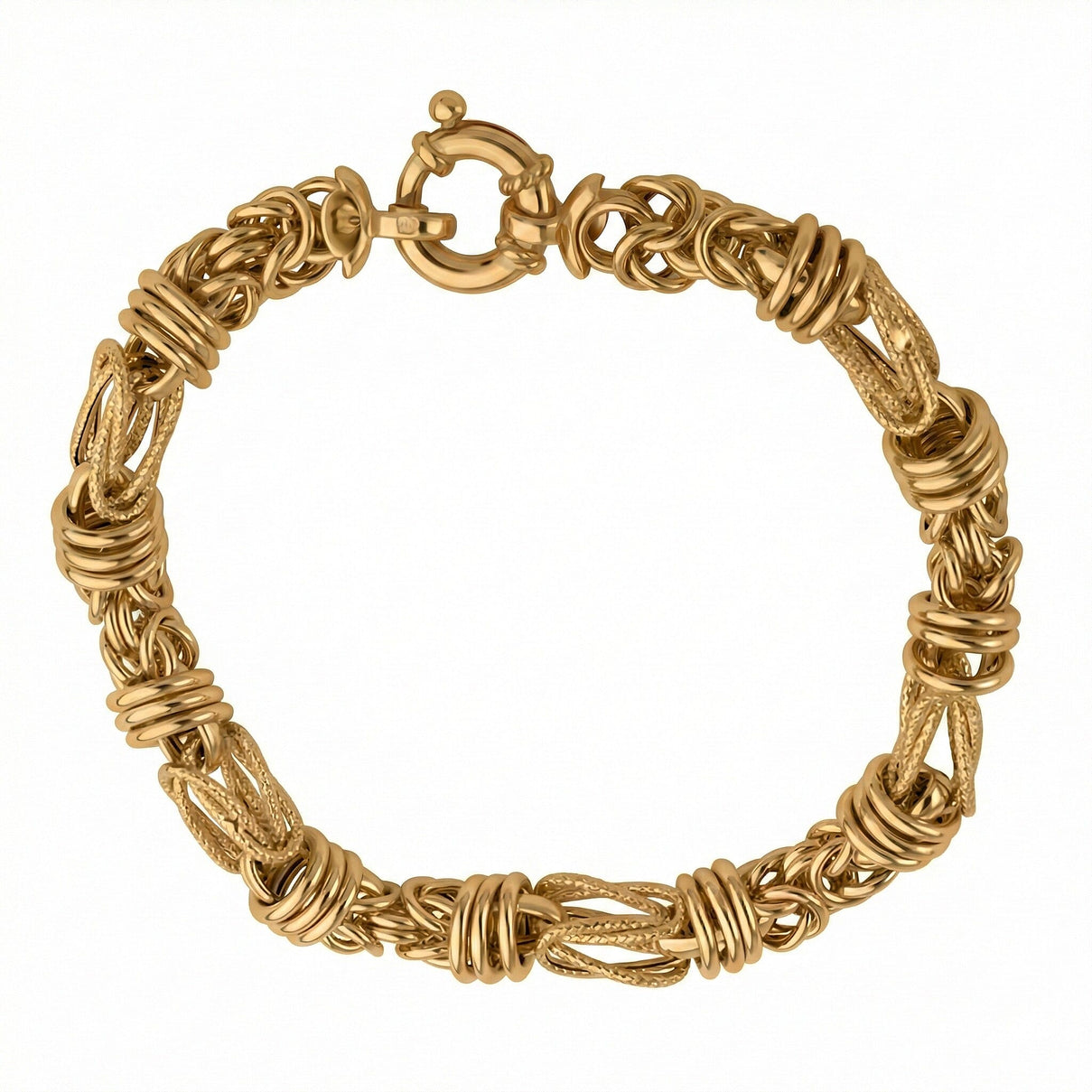 Close Out Deal - 9K Yellow Gold 7.6MM Byzantine Bracelet with Senorita Clasp 7.5 Inch 8313901 0