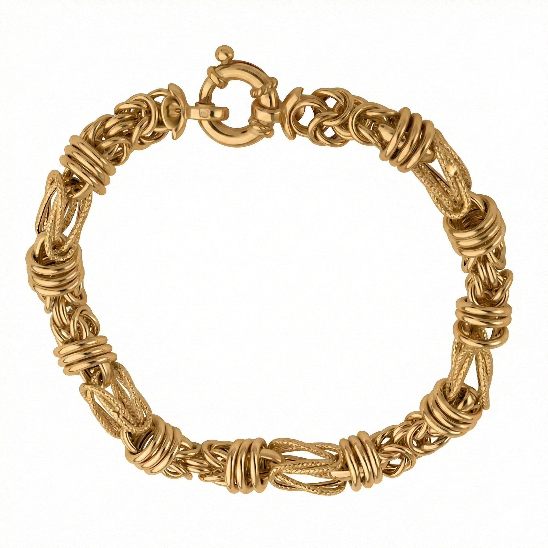 Close Out Deal - 9K Yellow Gold 7.6MM Byzantine Bracelet with Senorita Clasp 7.5 Inch 8313901 0