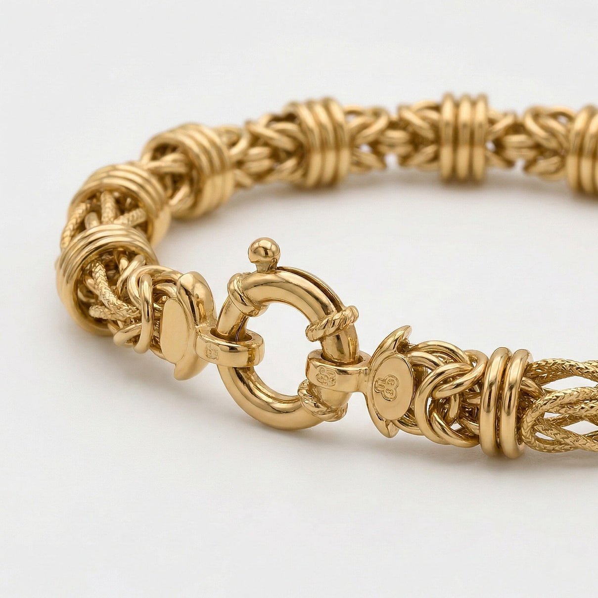Close Out Deal - 9K Yellow Gold 7.6MM Byzantine Bracelet with Senorita Clasp 7.5 Inch 8313901 4