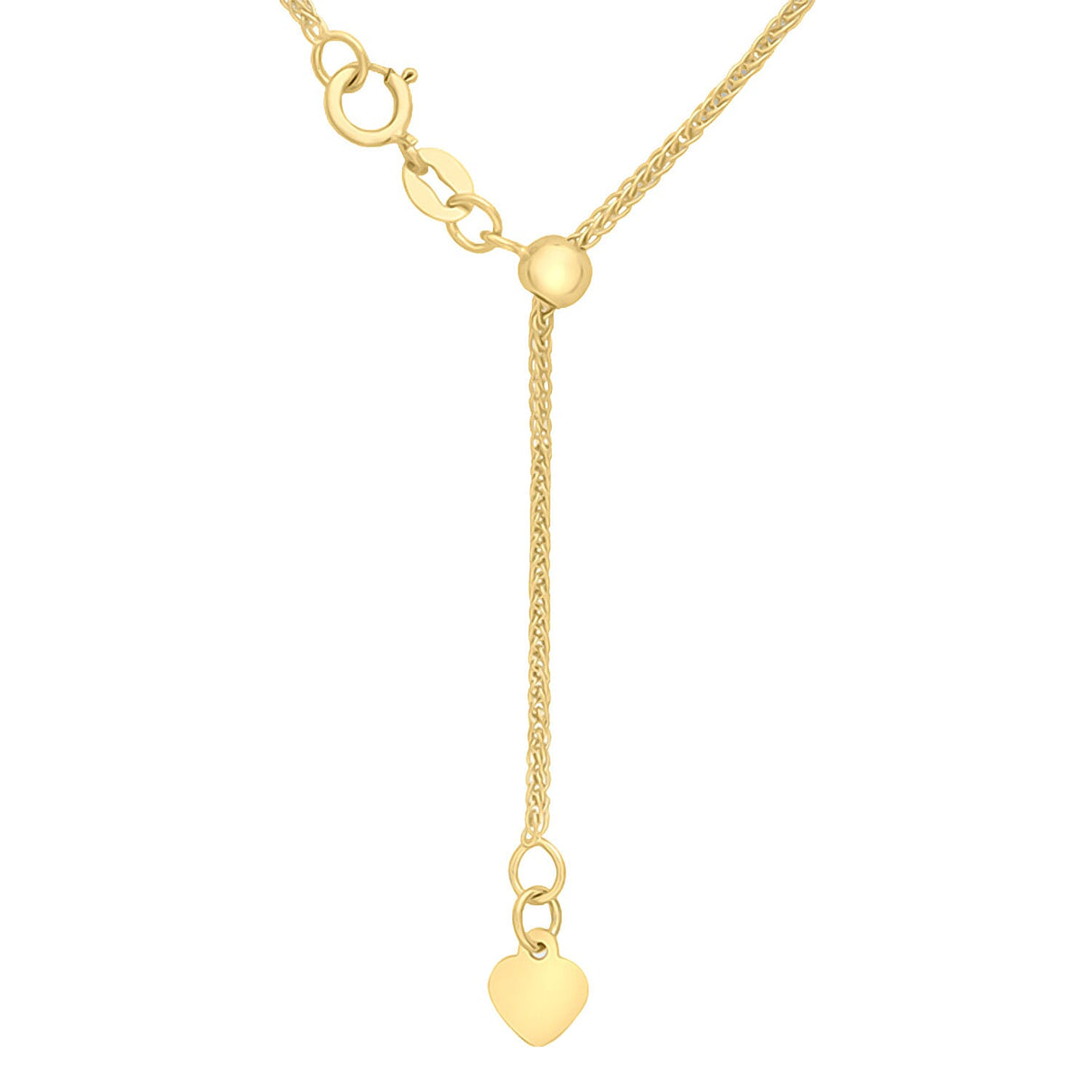 9K Yellow Gold Adjustable Heart Slider Spiga Chain (Size - 22) with Spring Ring Clasp 8124866 2