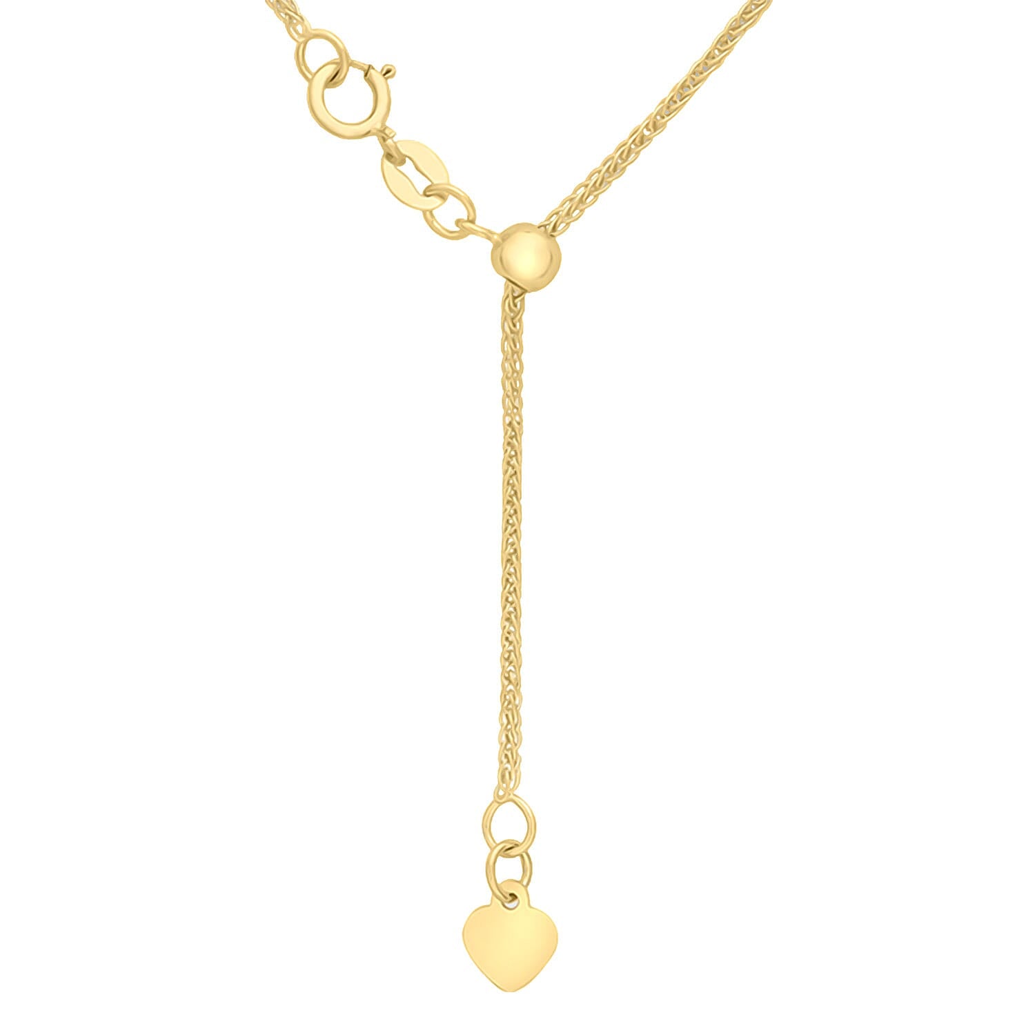 9K Yellow Gold Adjustable Heart Slider Spiga Chain (Size - 22) with Spring Ring Clasp 8124866 2