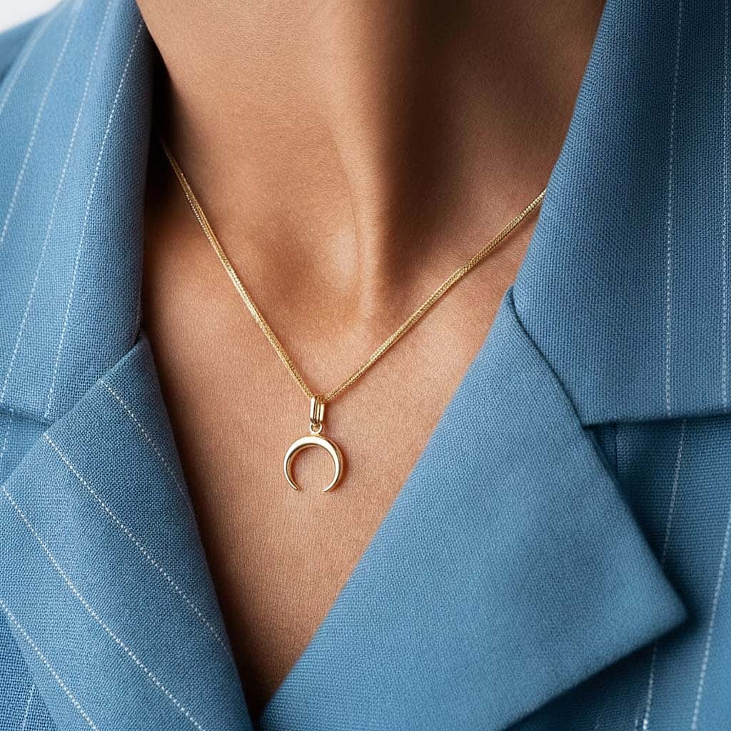 Close Out Deal - 9K Yellow Gold Crescent Moon Pendant 8280960 1
