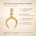 Close Out Deal - 9K Yellow Gold Crescent Moon Pendant