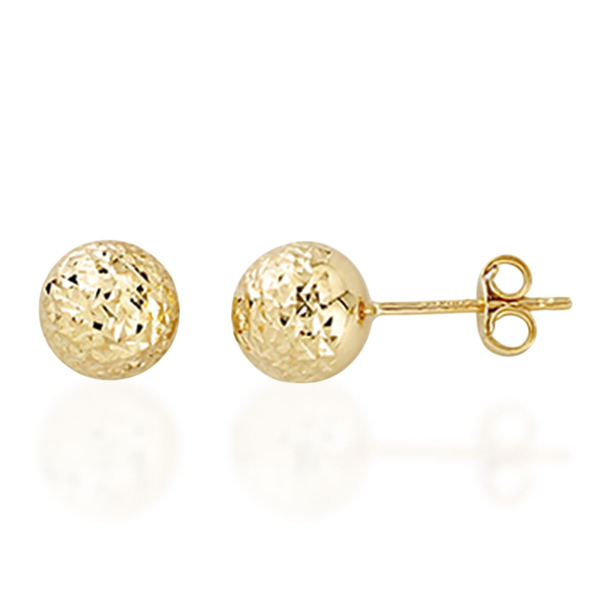 Close Out Deal - 9K Yellow Gold Diamond-Cut Ball Stud Earring with Push Back 8280953 0