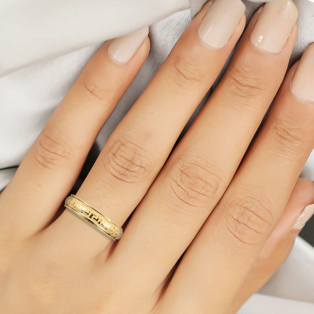 Royal Bali Collection - 9K Yellow Gold Greek Key Ring 8928150 2