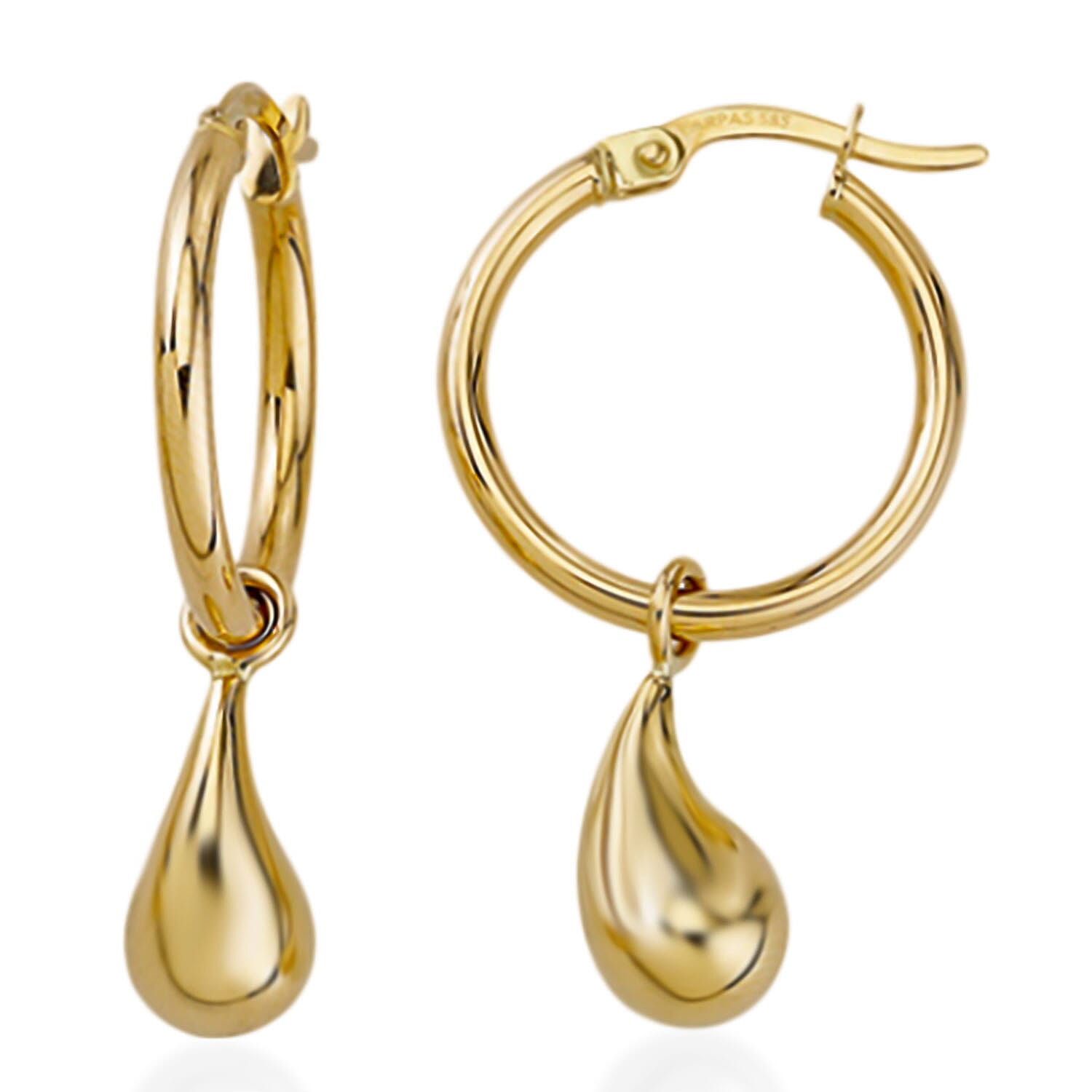 Close Out Deal - 9K Yellow Gold Interchangeable Tear Drop Hoop Earrings 7939317 1