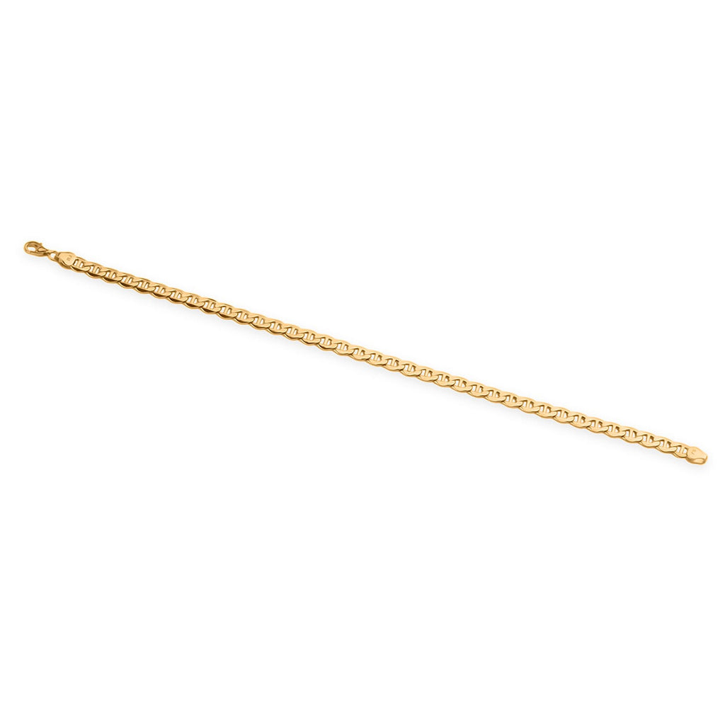 Close Out Deal - 9K Yellow Gold Marina Link Flat Bevelled Chain (Size 7.5) with Lobster Clasp