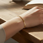 Close Out Deal - 9K Yellow Gold Marina Link Flat Bevelled Chain (Size 7.5) with Lobster Clasp