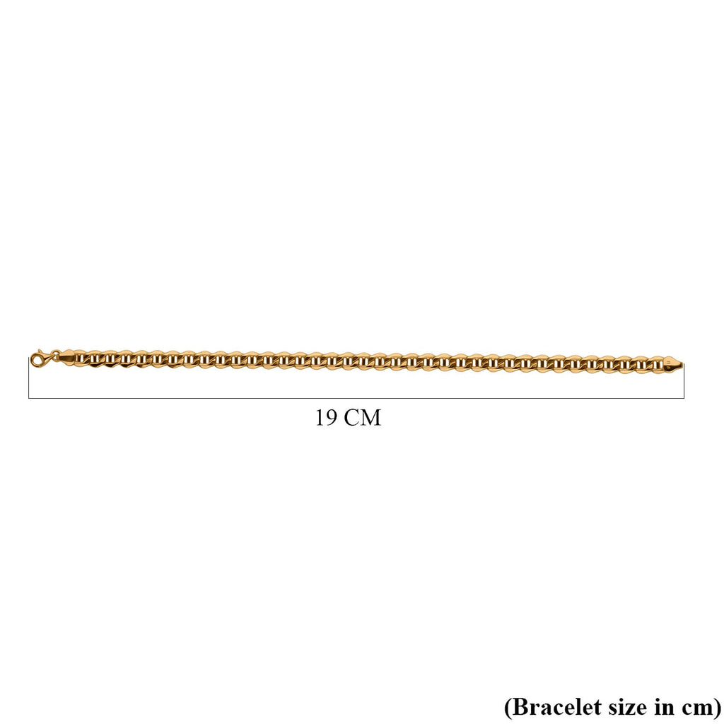 Close Out Deal - 9K Yellow Gold Marina Link Flat Bevelled Chain (Size 7.5) with Lobster Clasp