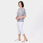Close Out Deal Batwing Print Top (Size 8) - Denim