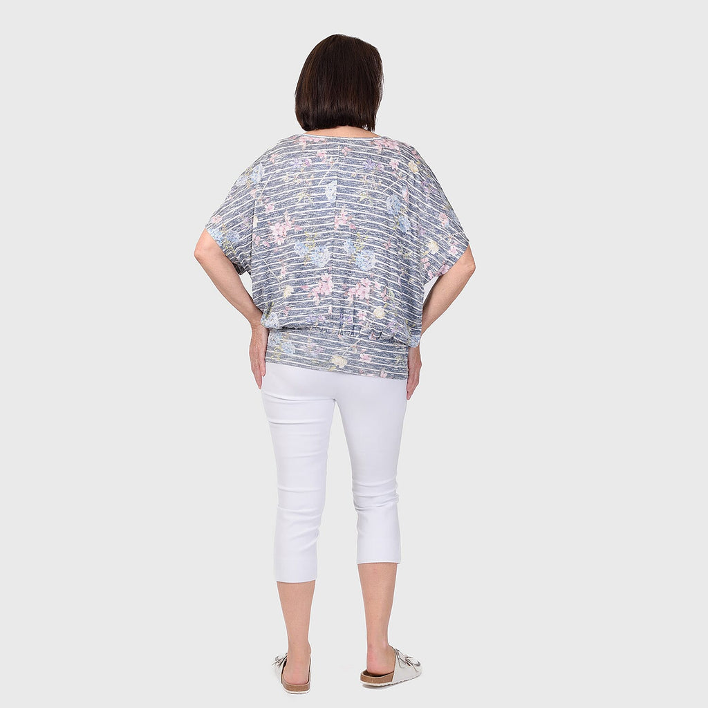 Close Out Deal Batwing Print Top (Size 8) - Denim