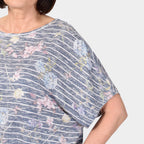 Close Out Deal Batwing Print Top (Size 8) - Denim