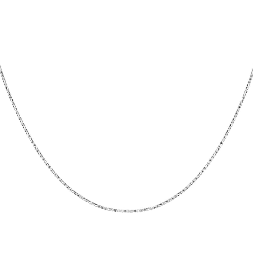 Sterling Silver Box Chain (Size 18) with Spring Ring Clasp.