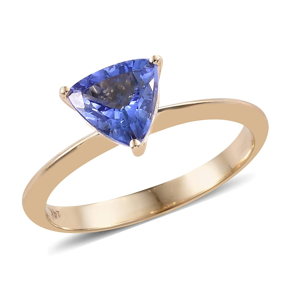 Close Out Deal- 14K Yellow Gold Tanzanite (Trl 6.5 mm) Solitaire Ring 1.000 Ct.