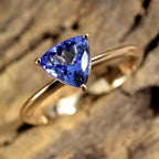 Close Out Deal- 14K Yellow Gold Tanzanite (Trl 6.5 mm) Solitaire Ring 1.000 Ct.