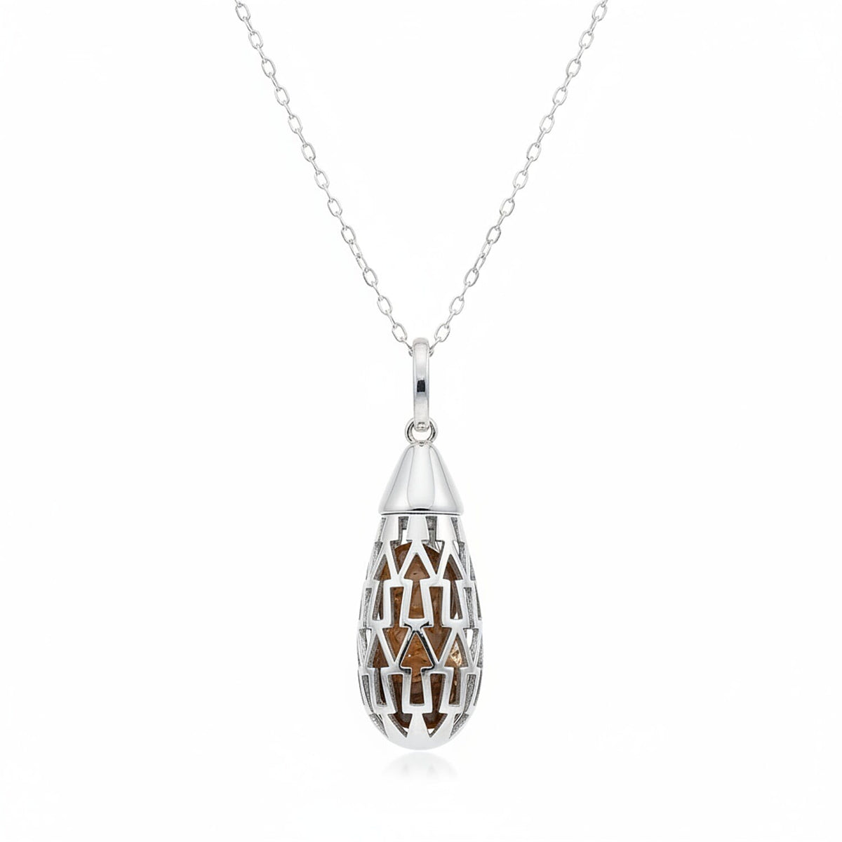 Close Out Deal - Citrine Pendant With Chain (Size 16-2 Ext) With Spring Ring Clasp in Rhodium Overlay Sterling Silver 5.00 Ct. V32700060 0