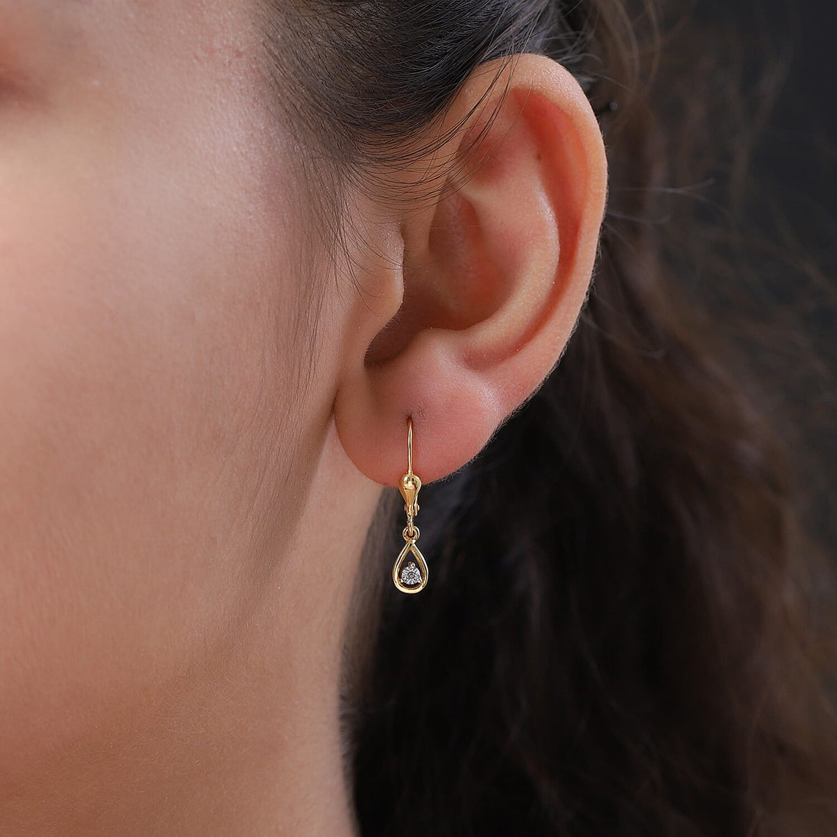 Close Out Deal - Diamond Lever Back Earrings in Vermeil Yellow Gold Sterling Silver 7231622 3