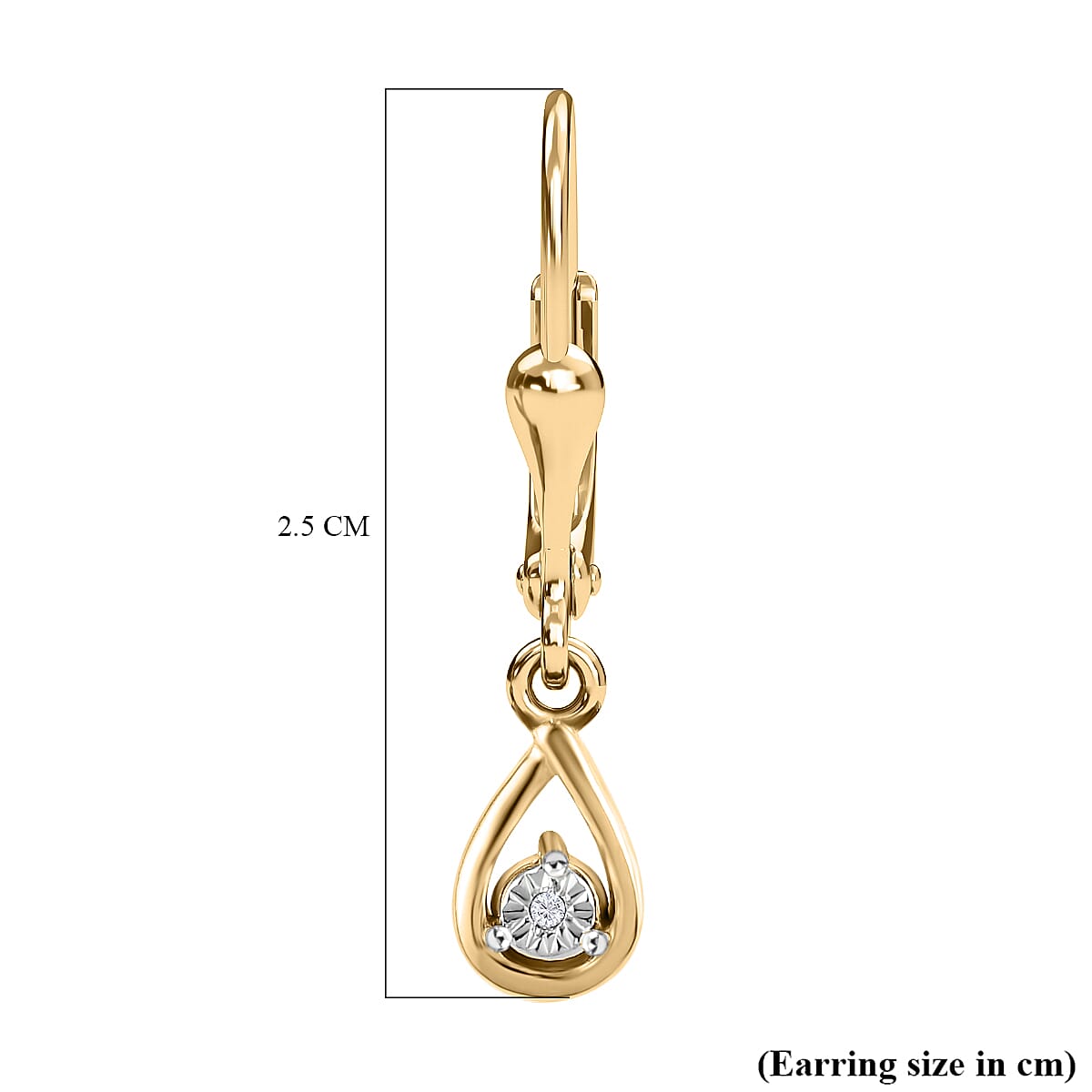 Close Out Deal - Diamond Lever Back Earrings in Vermeil Yellow Gold Sterling Silver 7231622 5