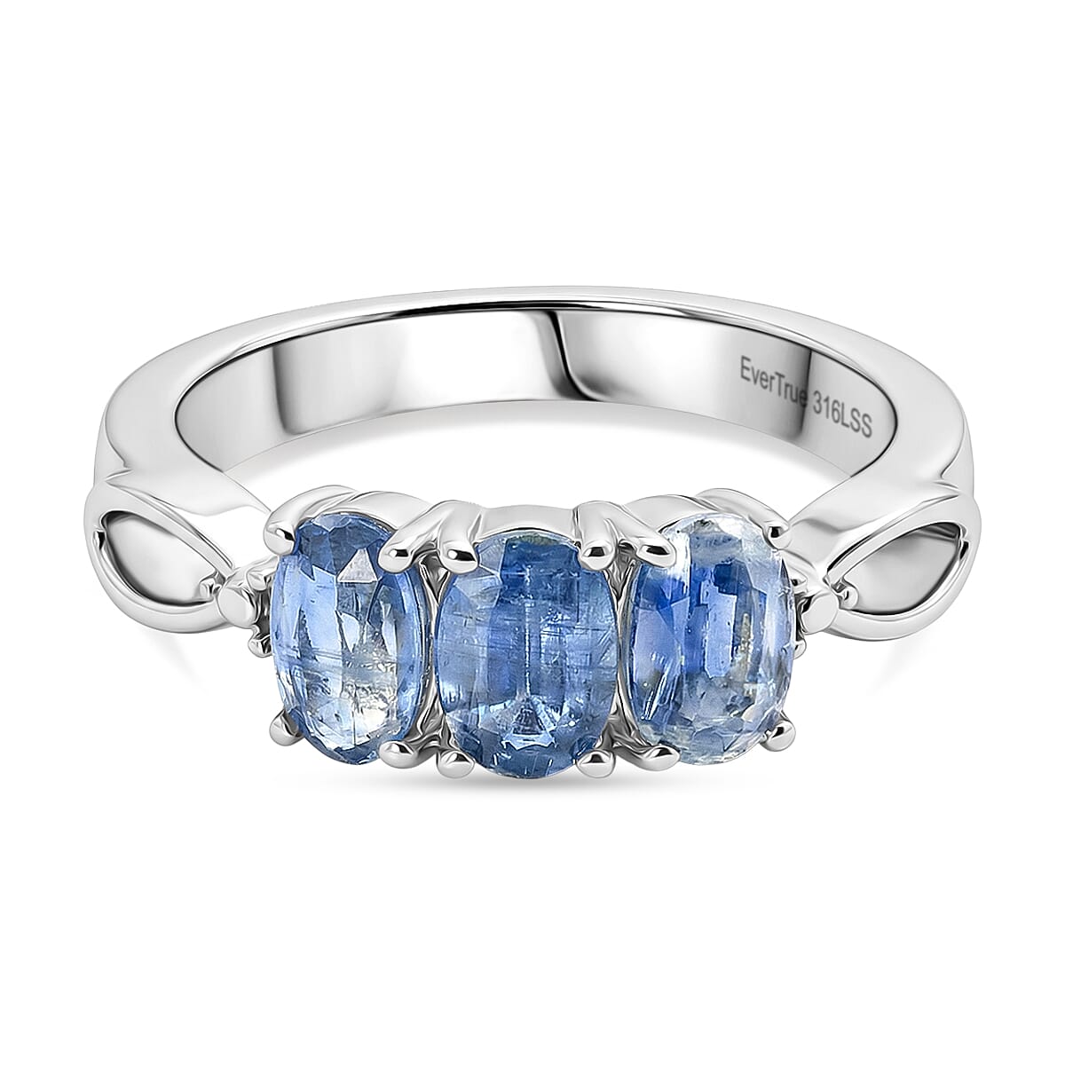 Close Out Deal- Himalayan Natural Kyanite Oval Cut Trilogy Ring 1.80 Ct. 8479508 0