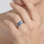 Close Out Deal- Himalayan Natural Kyanite Oval Cut Trilogy Ring 1.80 Ct.