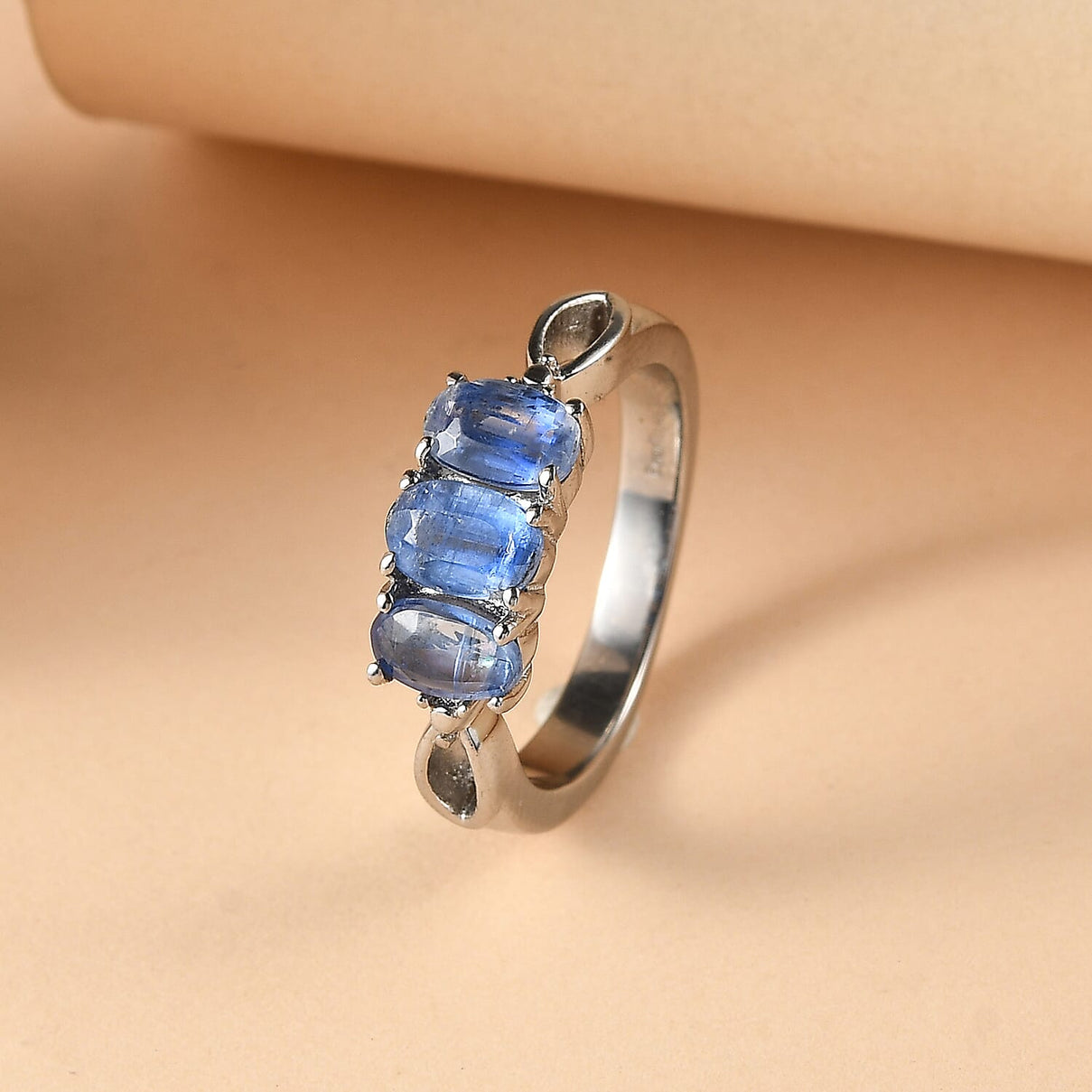 Close Out Deal- Himalayan Natural Kyanite Oval Cut Trilogy Ring 1.80 Ct. 8479508 3