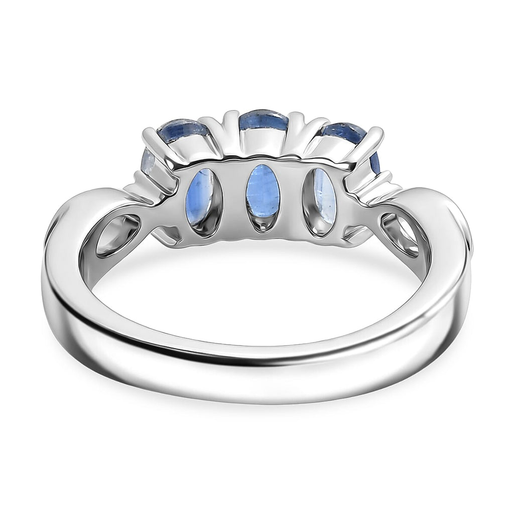 Close Out Deal- Himalayan Natural Kyanite Oval Cut Trilogy Ring 1.80 Ct.