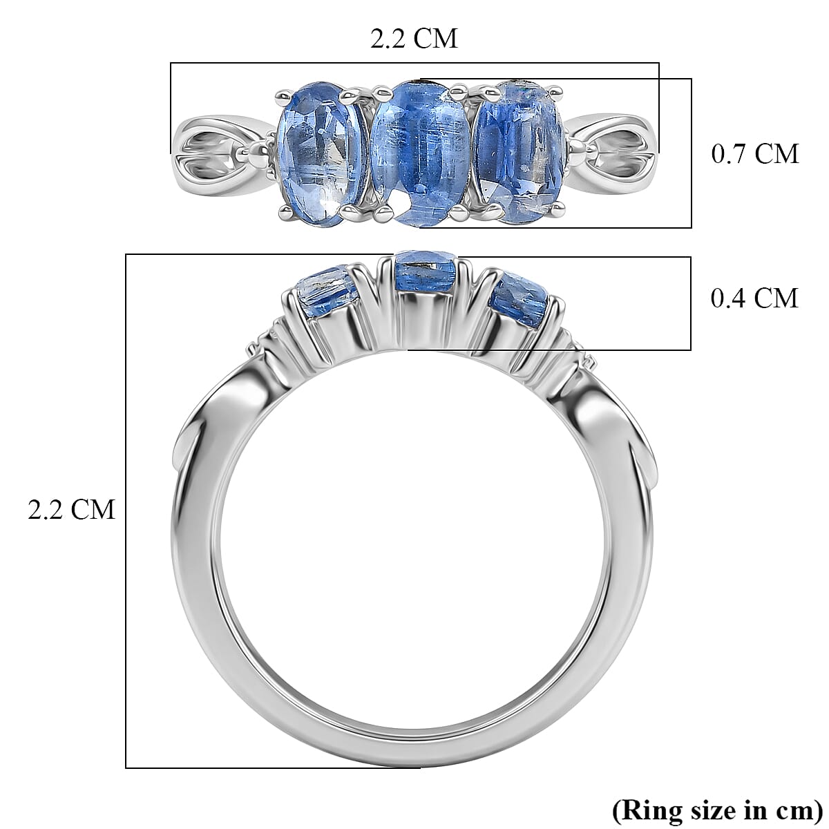 Close Out Deal- Himalayan Natural Kyanite Oval Cut Trilogy Ring 1.80 Ct. 8479508 6