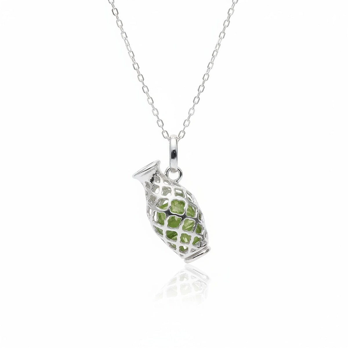 Close Out Deal - Peridot Pendant With Chain (Size - 16-2 Ext) with Lobster Clasp in Rhodium Overlay Sterling Silver 5.80 Ct. 8179365 0