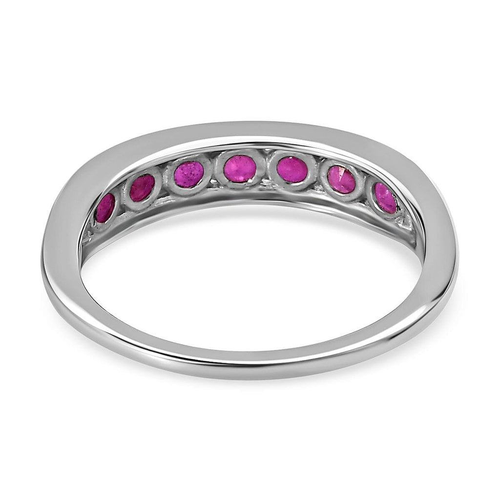 Close Out Deal- Premium African Ruby Half-Eternity Band Ring in Platinum Overlay Sterling Silver 1.16 Ct.