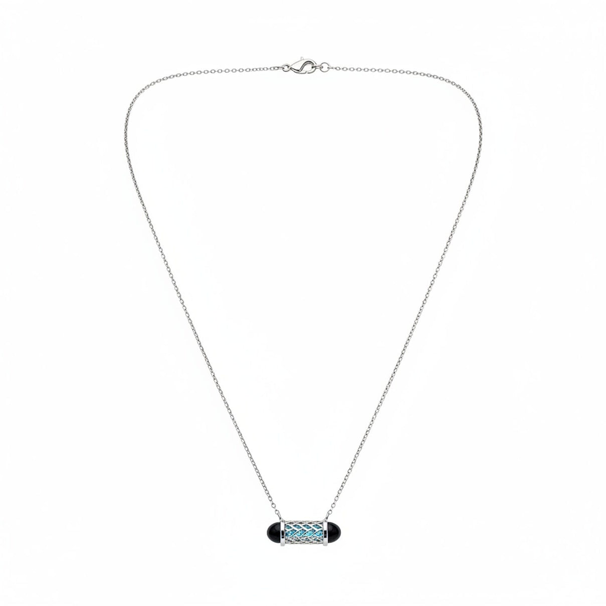 Close Out Deal - Skyblue Topaz Necklace (Size - 16-2 Ext) with Lobster Clasp in Rhodium Overlay Sterling Silver 7.50 Ct. 8180786 0