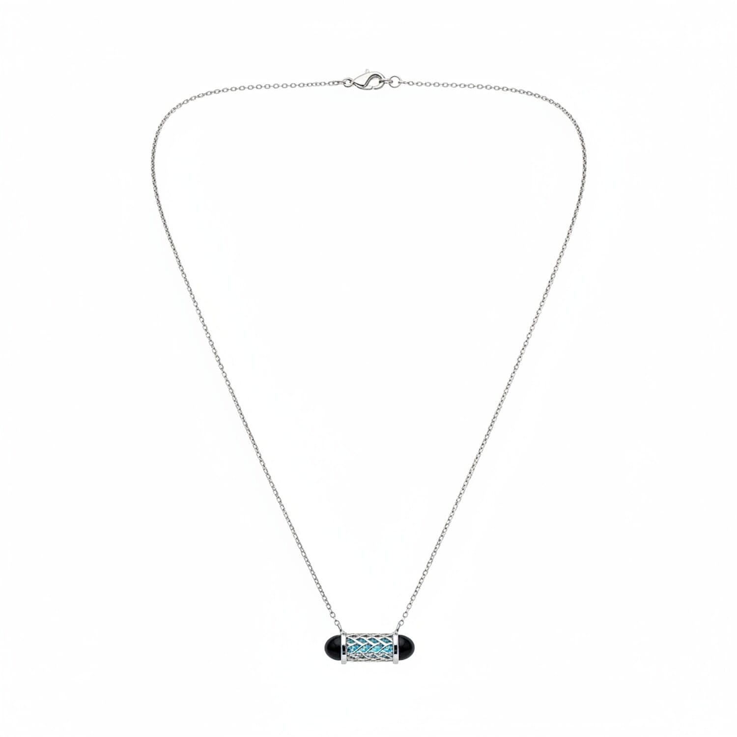 Close Out Deal - Skyblue Topaz Necklace (Size - 16-2 Ext) with Lobster Clasp in Rhodium Overlay Sterling Silver 7.50 Ct. 8180786 0