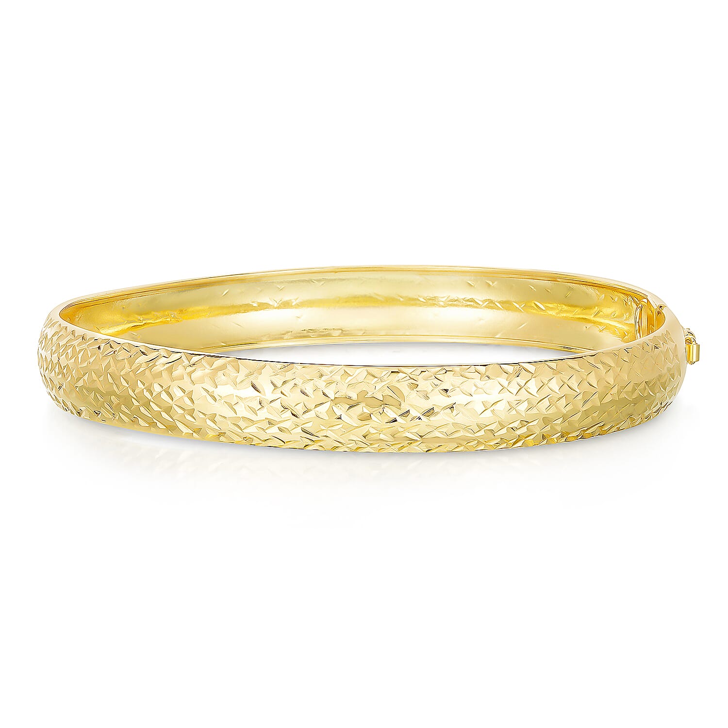 New York Close Out Deal- Yellow Gold Overlay Sterling Silver Diamond Cut Bangle (Size - 8), Silver Wt. 5.80 GM 7636618 0