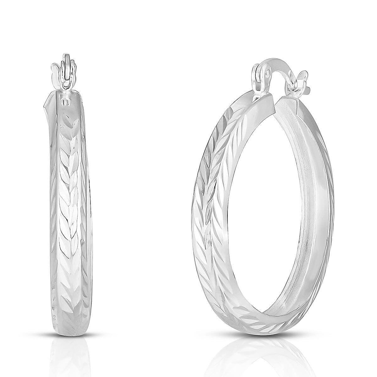 Close Out Deal - Sterling Silver Platinum Overlay Hoop Earrings 7279975 0