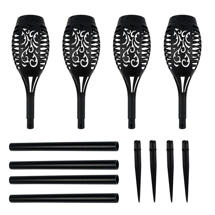 Close Out Sale - Set of 4 Solar Powered Outdoor Flickering Flame Lights (Size 48x17x17 cm) 7079110 1