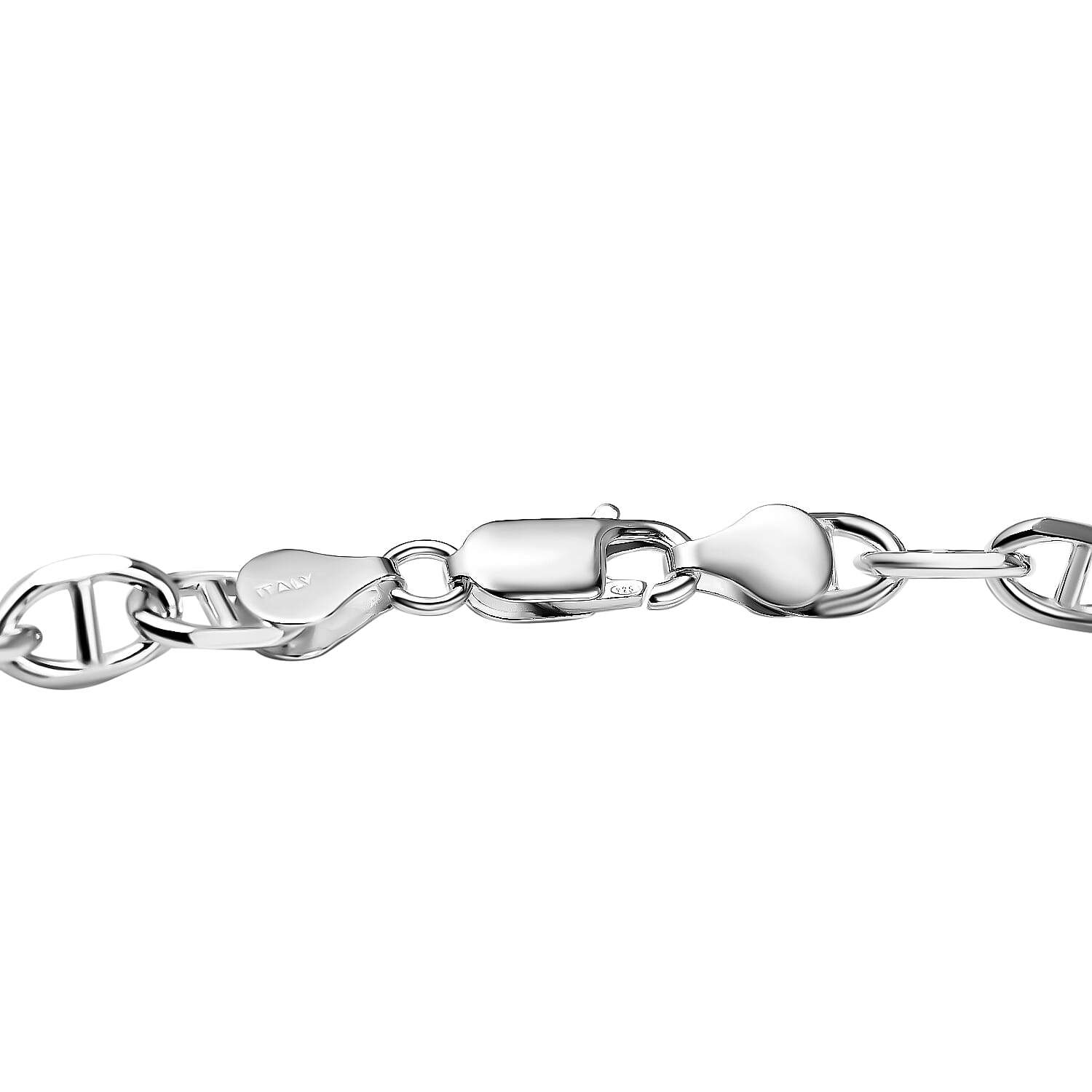 Italian Made - Platinum Overlay Sterling Silver Solid Mariner Link Necklace (Size-20), Silver Wt 25.50 Gms 7566717 2