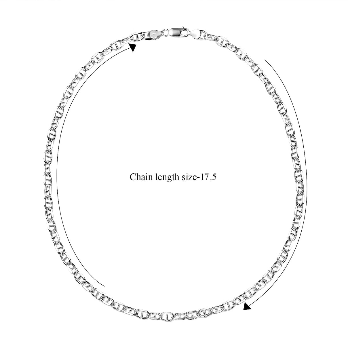 Italian Made - Platinum Overlay Sterling Silver Solid Mariner Link Necklace (Size-20), Silver Wt 25.50 Gms 7566717 3