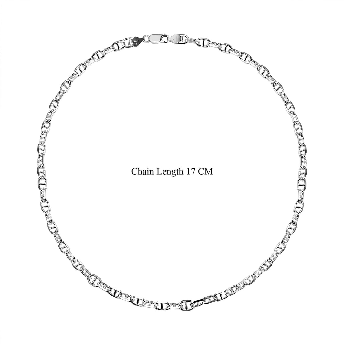 Italian Made - Platinum Overlay Sterling Silver Solid Mariner Link Necklace (Size-20), Silver Wt 25.50 Gms 7566717 4