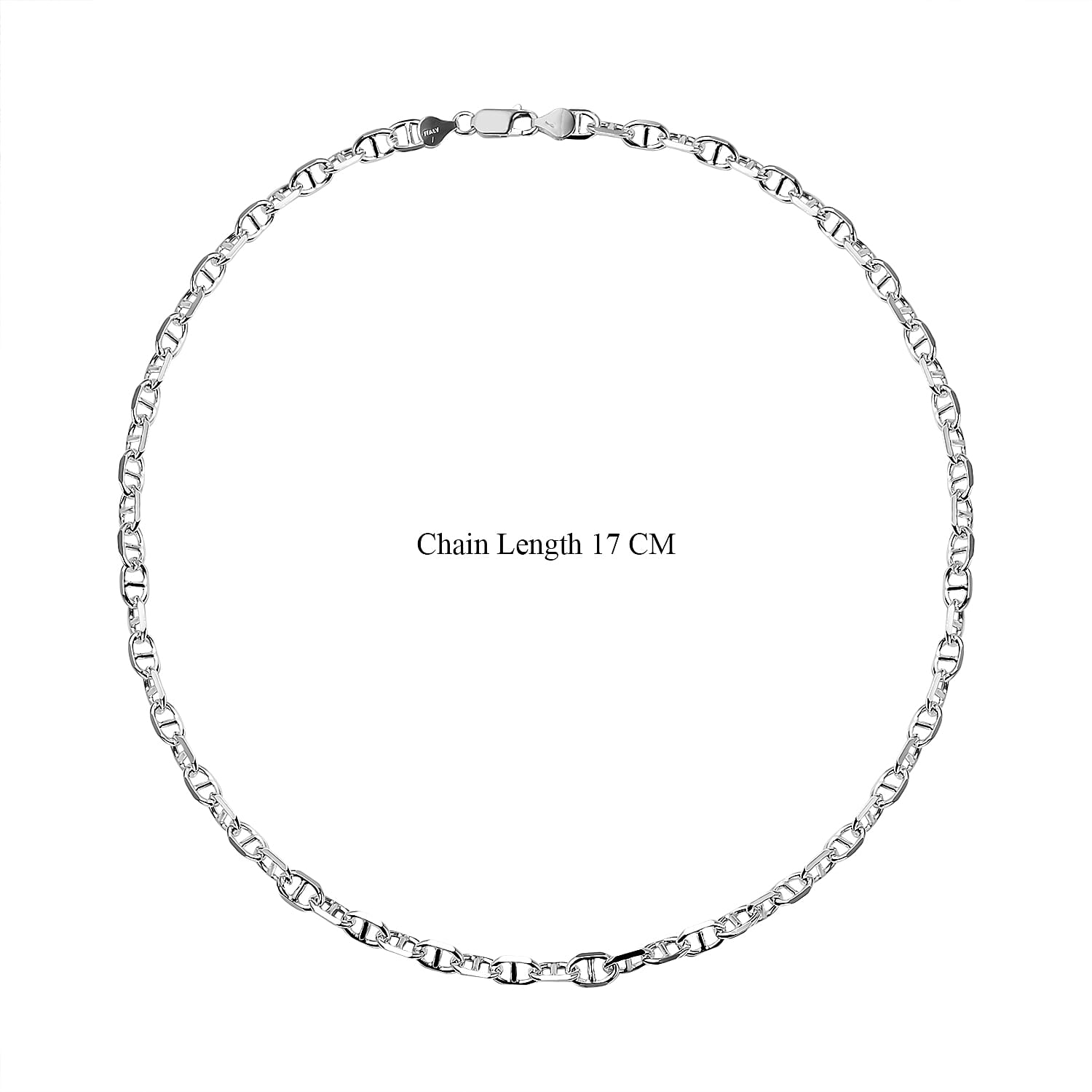 Italian Made - Platinum Overlay Sterling Silver Solid Mariner Link Necklace (Size-20), Silver Wt 25.50 Gms 7566717 4