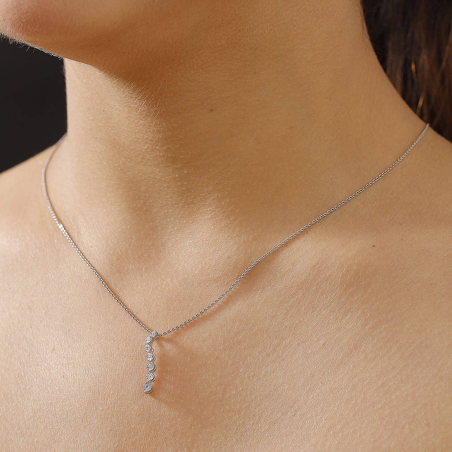 Close Out Deal - Natural White Diamond Cascade Pendant 7994208 3
