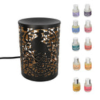 Closeou Deal - Table Decorative Diffusor Lamp With Set of 10 Aroma Oil (5ml) (Peacock Pattern)